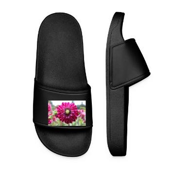Dahlia Red Violet Blossom ,Flower - Women’s Pool Sliders - black - Front