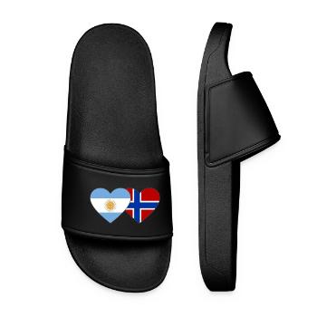 Argentina Norway Flag Heart - Women’s Pool Sliders - black - Front