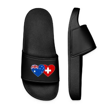 Australia Switzerland Flag Heart Flag - Women’s Pool Sliders - black - Front