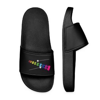 Regenbogen Xylophon – Farbenfrohes Musikinstrument - Frauen Badelatschen - Schwarz - Vorne