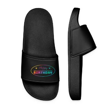 Tshirt happy birthday oval bunt - Women’s Pool Sliders - black - Front