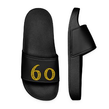 60. 60 YEARS. 60th ANNIVERSARY. 60TH BIRTHDAY. - Women’s Pool Sliders - black - Front