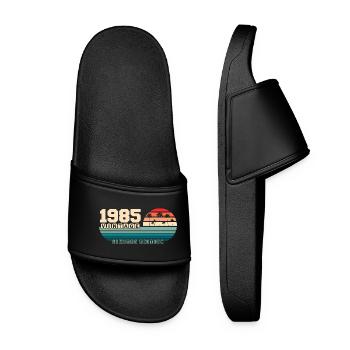 40. Geburtstag 1985 Vintage 1985 Retro Sunset - Frauen Badelatschen - Schwarz - Vorne