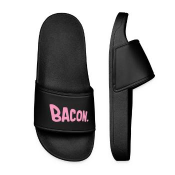 Bacon Bacon Food Funny Meat Foodie - Women’s Pool Sliders - black - Front
