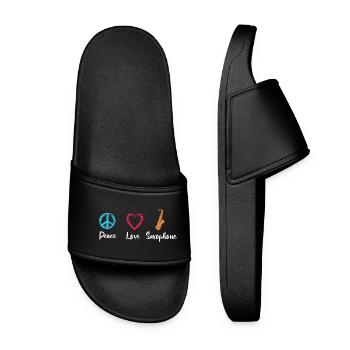 Peace Love Saxophone - Women’s Pool Sliders - black - Front