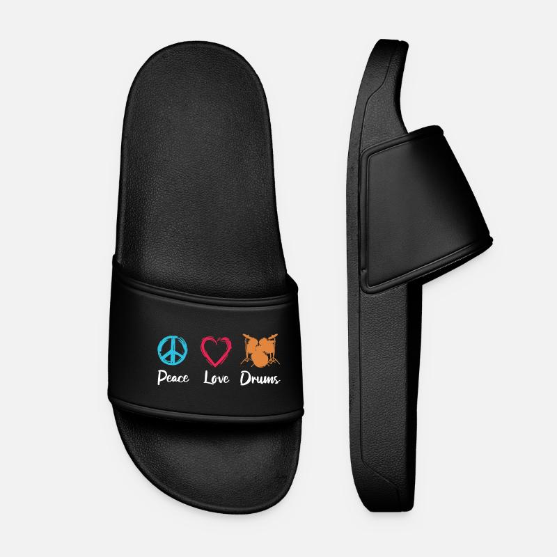 Frieden Liebe Schlagzeug - Frauen Badelatschen - Schwarz