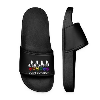 N’achetez pas Adoptez (personnes, animaux, cœurs) sombre - Claquettes Femme - noir - Devant