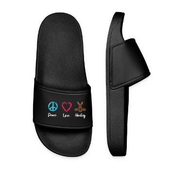 Peace Love Hockey sur glace - Claquettes Femme - noir - Devant