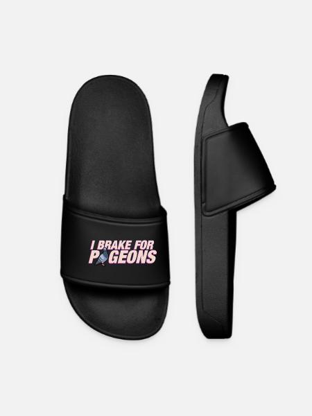 I brake for pigeons - Women’s Pool Sliders - black