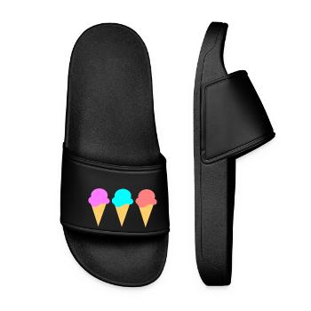 Ice Cream Ice Cream Strawberry Ice Cream Summer Festival - Women’s Pool Sliders - black - Front