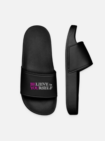 Believe In Yourself - Pink Scribble White - Women’s Pool Sliders - black