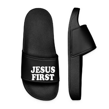Jesus first - Women’s Pool Sliders - black - Front