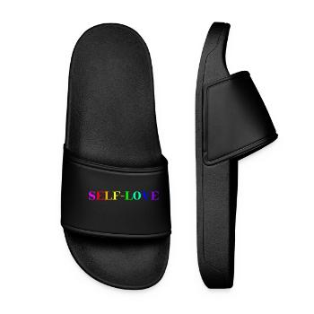 Idée cadeau arc-en-ciel d’amour de soi LGBTQ+ LGBT - Claquettes Femme - noir - Devant