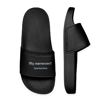 Humorous superpower sentence with wit - Women’s Pool Sliders - black - Front