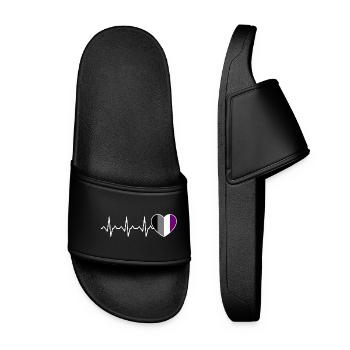 Ace Pride Heartbeat Asexual - Women’s Pool Sliders - black - Front
