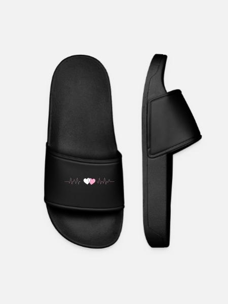 Heartbeat Synced - Women’s Pool Sliders - black