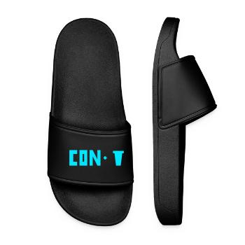 Rebus Funny Con Pot Word Game Humor - Women’s Pool Sliders - black - Front