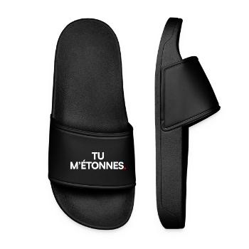 TU M’ÉTONNES. – Expression Ironique Minimaliste - Claquettes Femme - noir - Devant