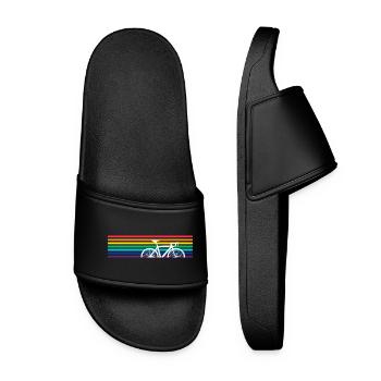 Bicycle Rainbow Colorful Cyclist - Women’s Pool Sliders - black - Front