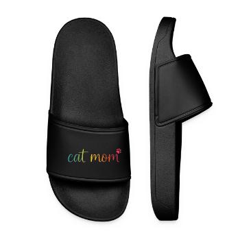 Cat Mom Regenbogen - Süßes Katzen Mama Design - Women’s Pool Sliders - black - Front