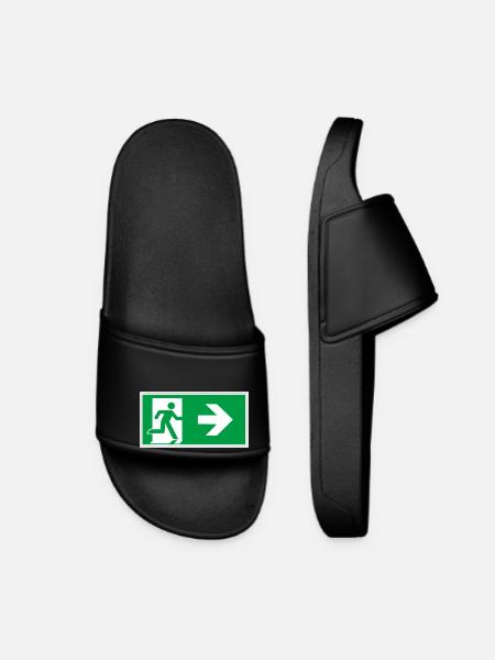 escape route sticker sign emergency exit right go - Women’s Pool Sliders - black