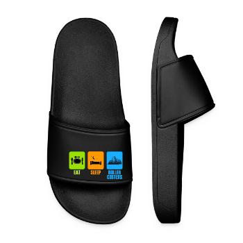 eat sleep roller coaster free time gift - Women’s Pool Sliders - black - Front