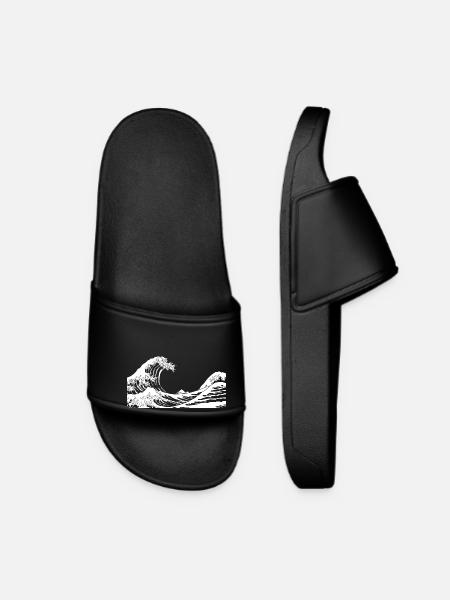 Kanagawa Waves Aesthetic Japanese Art Great Wave - Women’s Pool Sliders - black