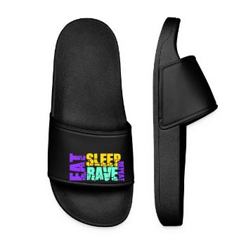 Eat Sleep Rave Repeat Logo Party Musik Wiederholen - Frauen Badelatschen - Schwarz - Vorne