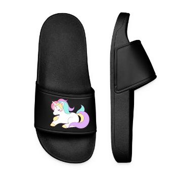 Einhorn - Frauen Badelatschen - Schwarz - Vorne