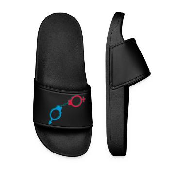 Handschellen männlich und weibliches Symbol - Frauen Badelatschen - Schwarz - Vorne