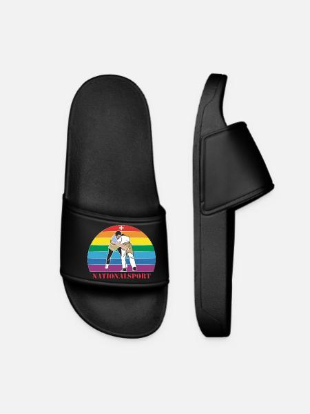 Schweizer Schwinger Schwingen im Vintage Design - Frauen Badelatschen - Schwarz