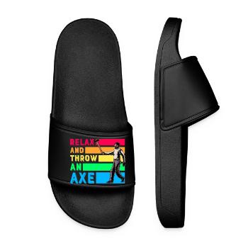 Relax and throw an Axe - Women’s Pool Sliders - black - Front