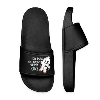 Voodoo Puppe Halloween Hexe Wicca Goth Spruch - Frauen Badelatschen - Schwarz - Vorne