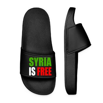 syrien - syria is free - Frauen Badelatschen - Schwarz - Vorne