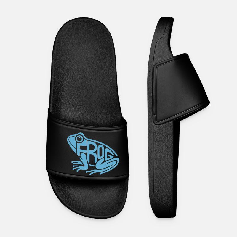 Playful Frog Typography - Women’s Pool Sliders - black