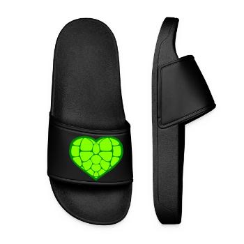 Water Turtle Heart Symbol Love Tank Logo - Women’s Pool Sliders - black - Front