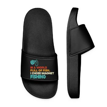 Neodymium Magnet Fishing Magnetic Fisher - Women’s Pool Sliders - black - Front