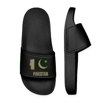 Pakistan Grunge Flag, Pakistani Proud - Women’s Pool Sliders - black - Front