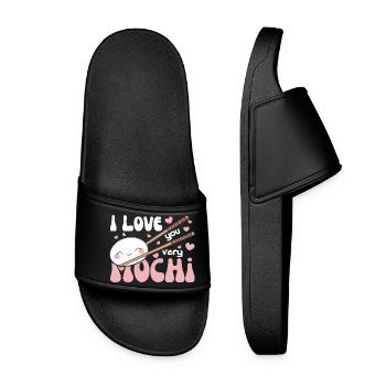 Je t’aime beaucoup mochi kawaii gâteau de riz mochi - Claquettes Femme - noir - Devant
