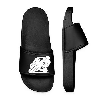 Silhouette minimaliste de moto de course - Claquettes Femme - noir - Devant