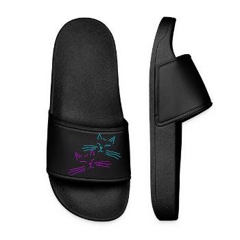 Cat Cats Retro Vintage Party - Women’s Pool Sliders - black - Front