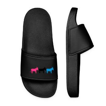 3 freunde crew party reihe esel pferd pony klein p - Frauen Badelatschen - Schwarz - Vorne