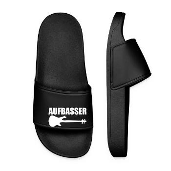 Bass Player Gift AUFBASSER BASS PLAYER Bassist - Frauen Badelatschen - Schwarz - Vorne