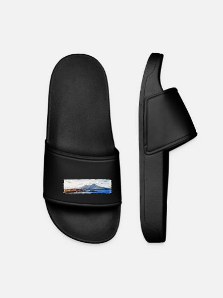 Naples, Vesuvius and Castel dell'Ovo - Women’s Pool Sliders - black