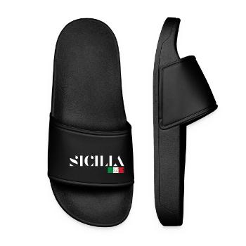 SIZILIEN SICILIA ITALIEN ITALIA URLAUB (w) - Frauen Badelatschen - Schwarz - Vorne