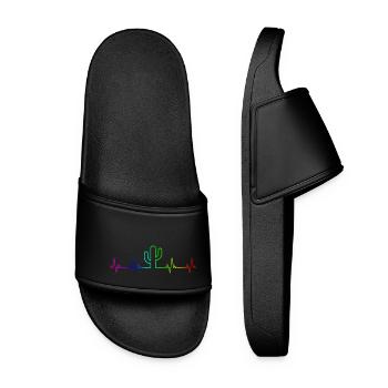 Rainbow Cactus Heartbeat - Women’s Pool Sliders - black - Front