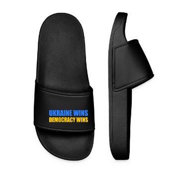 Ukraine wins democracy wins - Women’s Pool Sliders - black - Front