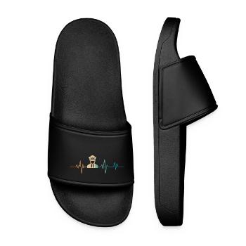 Heartbeat Retro Airplane Pilot - Women’s Pool Sliders - black - Front