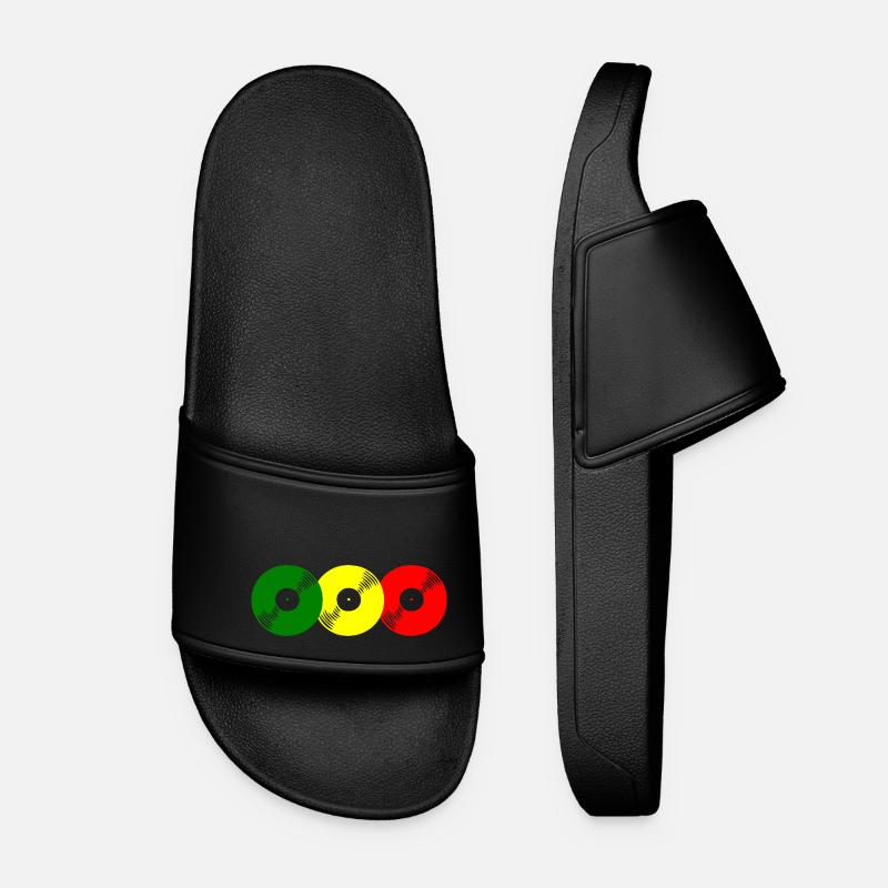 Reggae records - Women’s Pool Sliders - black