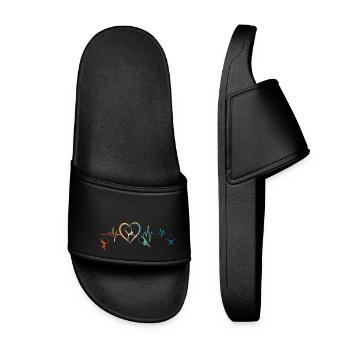 Retro Heartbeat Aerial Hoop - Gift - Women’s Pool Sliders - black - Front